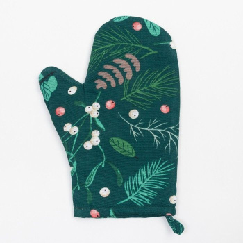 Набор прихваток Доляна Needles, варежка 20х27 см, прихватка 19х19 см, хлопок, зеленый