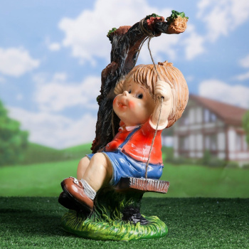 Садовая фигура "Мальчик на качелях" 44см  4074850