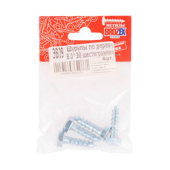 Шурупы по дереву BROZEX 8,0*30 шестигранник (4шт) *10/100