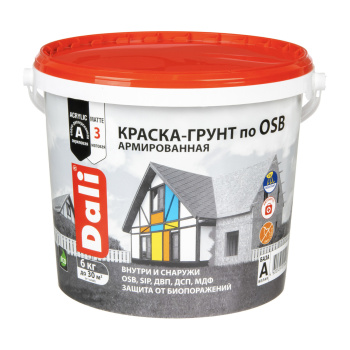 Краска-грунт акриловая 6 кг по OSB DALI, для внутренних и наружных работ