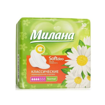 яяяПрокладки МИЛАНА Классик софт нормал.ДЕО 10шт Оранж/Зеленые Ромашка *35