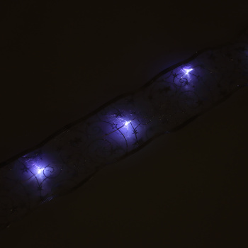 Гирлянда для дома Серпантин лента декоративная «Волшебство» 2 м, 6 см, 20 LED, на батарейках, серебро