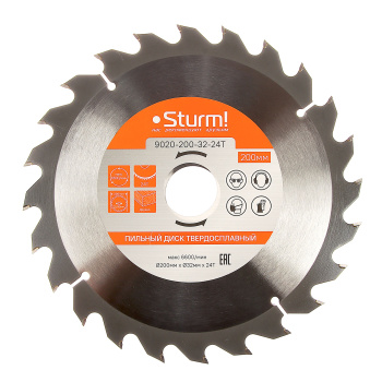 Диск пильный 200*32,0мм 24 зубьев по дереву (9020-200-32-24Т) Sturm *1/10/40