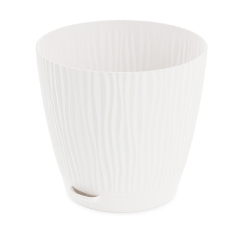 Кашпо пластм. "Флис" 3,0л d верха 185мм h170мм с поддоном, прикорн.полив Белый М8443 *1/14