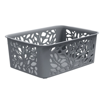 Корзина для хранения пластм. "Leaves" 258х186х100мм 4л Серый арт.44801 ("Полимербыт") *1/22