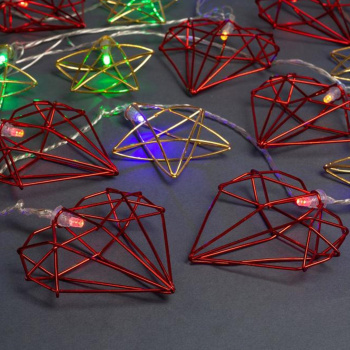 НИТЬ, 4 м, с насад. “Звезда и сердце”, Н.С. LED-20-220V, 8 режимов, МУЛЬТИ 3590751