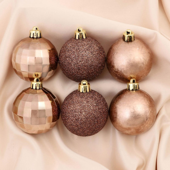 Набор шаров пластик d=5 см, 10 шт., "Диско микс", коричневый