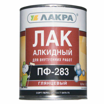 Лак ПФ-283 для внутренних работ по дереву и металлу глянцевый 2,4 кг Лакра *1/6/216