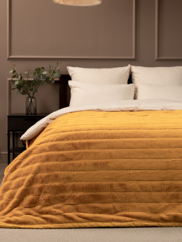 Плед 200*220см искусственный мех Кролик Полосы желтый TCH KS Y2 014/2022 NC Absolute *1