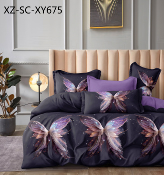 Постельное белье 2сп поплин на резинке Орхидея 8012, наволочки 70*70 - 2шт *1/4