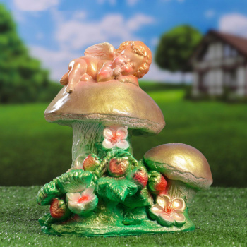 Садовая фигура "Ангелочек на грибе" 17х20х24 790043