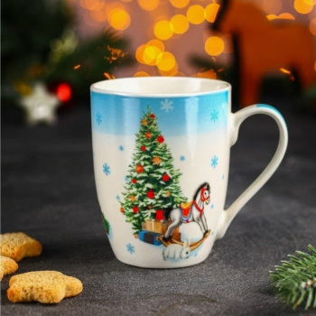 Кружка  "Новый год" фарфор. 350мл "Новый год. Игрушки" 7866254 "Доляна" *12/48