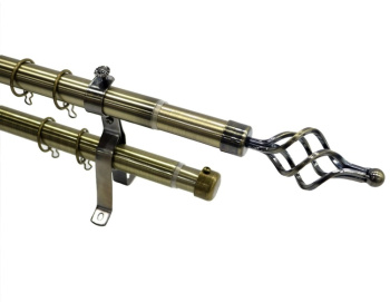 Карниз кованый раздвижной d28мм 2-рядный бронза, наконечники Сетка 1,6-3,0 Joreven *1