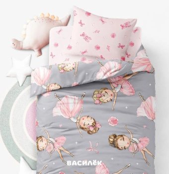 Постельное белье детское 1,5сп бязь Тинейджер Василек 500115/1 Изящные балерины, нав.70*70-1шт *1/7