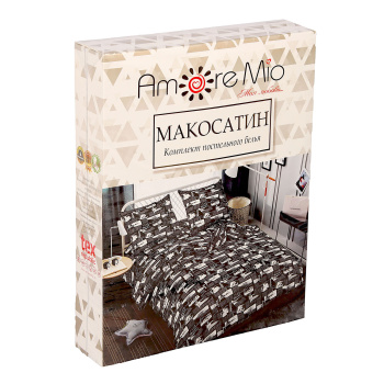 Постельное белье 1,5сп макосатин 52122 Trip черный Amore Mio, наволочки 70*70 - 2шт *1