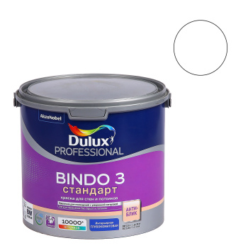 Краска акриловая для стен и потолков 2,5 л BINDO 3 База BW моющаяся глубокоматовая*1