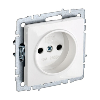 Механизм розетки "BRITE" 1-мест. белая без заземления 10А IEK BR-R10-10-K01 *10/100