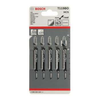 Пилки для лобзика (5шт.) T 119 BO, HCS BOSCH *1 Пилки для лобзика (5шт.) T 119 BO, HCS BOSCH *1
