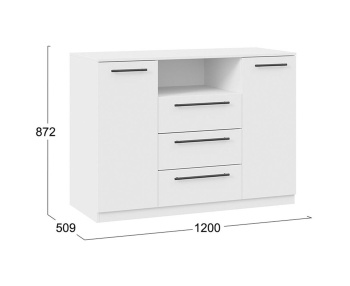 Комод 1200*509*872мм Агата белый *1