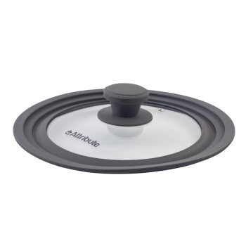 Крышка д/сковороды, кастрюли Стекл. с силикон.ободом,с пароотв.Универ.d18,20,22см Сил.р.ALA001*1/12