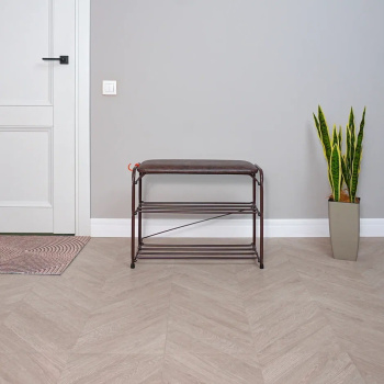 Этажерка "обувница" металл. "Альфа 23с" 2пол+мягк.Сид. ш.0,65м, в.0,48м, гл.0,3м Коричн.ПДОА23СКОР*1