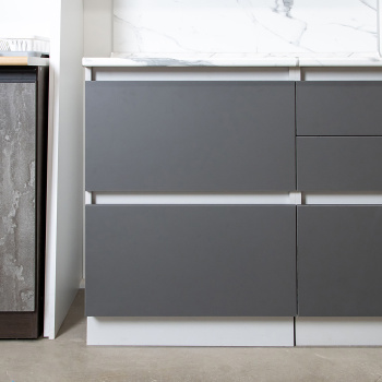 Шкаф напольный 600х850х600 мм BROZEX-WOOD Серый лед, с двумя ящиками, серый / графит