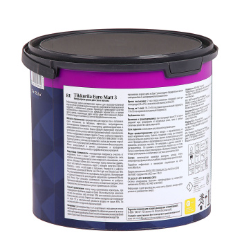 Краска интерьерная 2.7 л для стен и потолков Tikkurila Euro Matt 3, белая база А, глубокоматовая