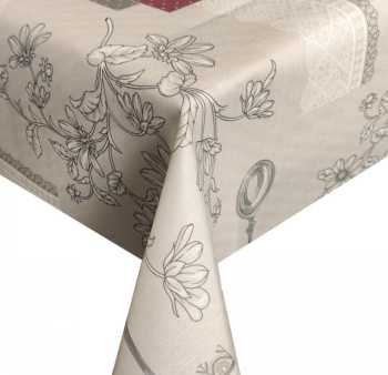 Клеёнка-ткань х/б с тефлоновой пропиткой "De Rosa" "Кружева,сердечки" на сер. ш.1,37м TF-04A *20