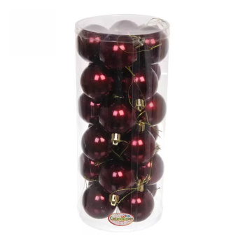 Набор новогодних шаров "Глянец", диаметр 5 см, 24 шт., темный рубин