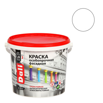 Краска акриловая 5 л фасадная DALI, особопрочная, бесцветная база С, матовая