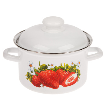 Набор кастрюль эмалированных: 2,0л+3,0л+4,5л рис. "Сочная клубника" С-007АП2/4 "Лысьвенские ЭМАЛИ"*1