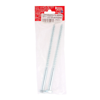 Шурупы по дереву BROZEX 10,0*180 шестигранник (2шт) *10/100