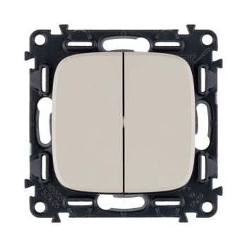 Механизм выключателя 2-кл. СП Valena Allure 10А IP20 250В с лицевой панелью; безвинтовые зажимы алюм