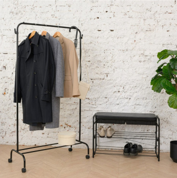 яяяВешалка напольная "Гардеробная" "Ника" шир.0,86м, выс.1,55м, на Колес. Черный ВГ2/Ч *1