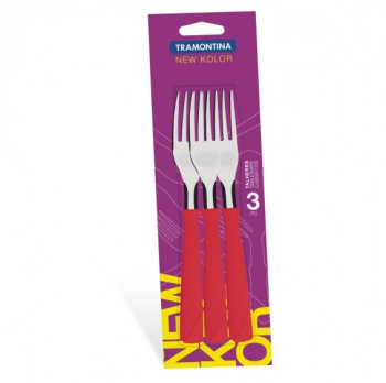 Набор столовых приборов нерж.-вилки столовые 3шт TRAMONTINA NewKolor пл.р.Крас.23162/370-TR*1/12