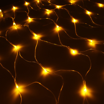 Гирлянда уличная Сеть, 24 В, VEGAS, 1,2х1 м, 144 лампы, желтый, прозрачный провод