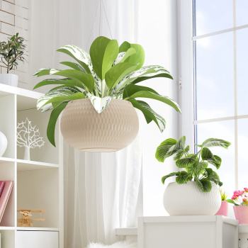 Кашпо пластм. "Жемчужина"  9,7л d 290мм h195мм, со вставкой 4л Белый М8722 (ЗПИ "Альтернатива") *1/4