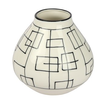Ваза керамика настольная "Пикассо" (ручная роспись) квадраты, h=17 см, d=7см чёрно-белый  10073214