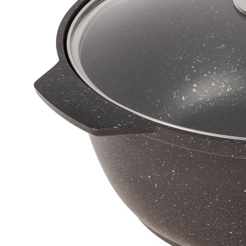 Кастрюля алюм. литая а/приг. Kukmara "Мраморная" темный "жаровня" 4,0л Стекл.кр. жмт42а (Кукмор)*1/4