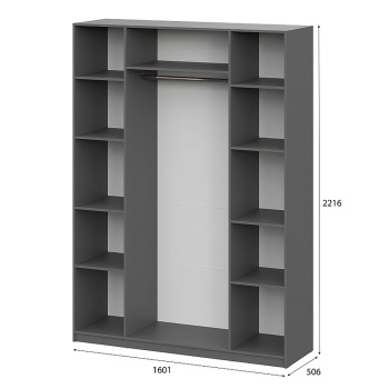 Шкаф 160х221.6х50.6 см СВ-Мебель ШК 5, графит серый