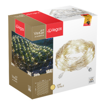 Гирлянда Сеть, 24 В, VEGAS 1,2х1,5 м, 144 лампы, теплый белый, (нужен блок ЕД711)