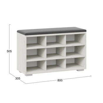 Обувница 800*305*505 Тип10 ДУБ КРАФТ БЕЛЫЙ/ВЕЛЮР ГРАФИТ ТриЯ *1