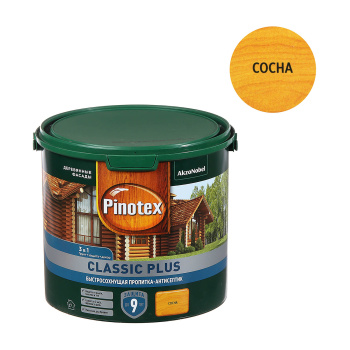 Защитно-декоративное покрытие 2.5 л для древесины PINOTEX Classic Plus 3 в 1, сосна