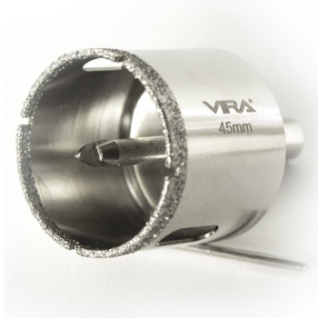 Коронка алмазная по керамике VIRA 45 мм, трехгранный хвостовик