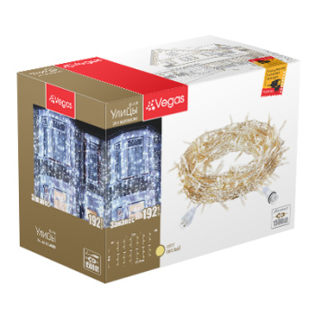 Гирлянда Занавес, 24 В, VEGAS, 1х4 м, 192 ламп, теплый белый, 6 нитей (нужен блок ЕД711)