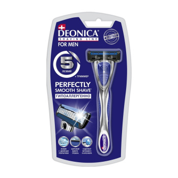 яяяБритва Деоника муж 5 лезвий со сменной кассетой+гель д/бритья Деоника