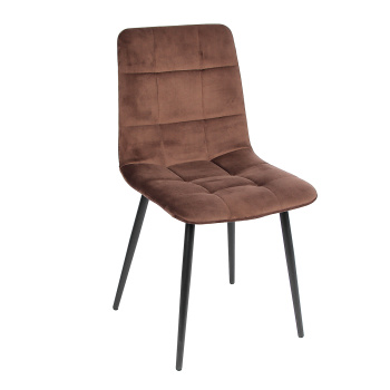 Кресло ТИФФАНИ ЛАЙТ 450x460xh860 велюр КОНФЕТТИ ШОКОЛАД + металл.каркас ДИАМЕТР трубы 25 мм ЧЕРНЫЙ*4