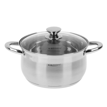 Кастрюля нерж. "Катунь" "Диана" 1,8л d16см термораспред. дно, Стекл. кр. KT01-D-18 *1/8