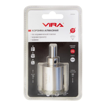 Коронка алмазная по керамике VIRA 35 мм, трехгранный хвостовик