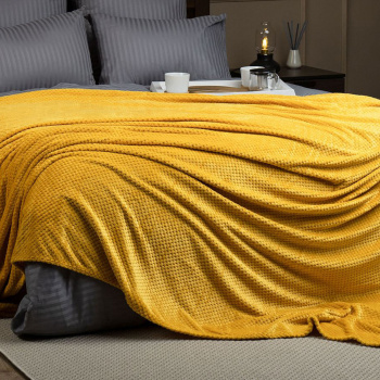 Плед 150*200см фланель жаккард r-ромбики желтый 15-1050 TF FNJ Y 1520 Absolute *1